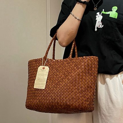 Dragon Diffusion8891/8890法式篮子牛皮手工编织包文艺单肩包