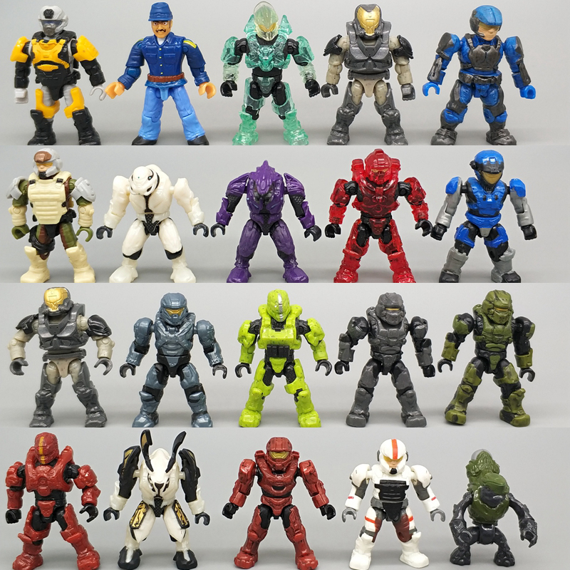 光环手办积木人斯巴达战士光晕士官长精英士兵可动人偶模型玩具