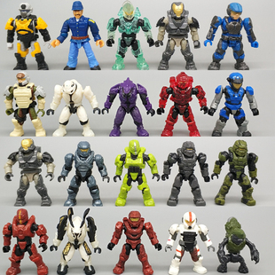 光环手办积木人斯巴达战士光晕士官长精英士兵可动人偶模型玩具