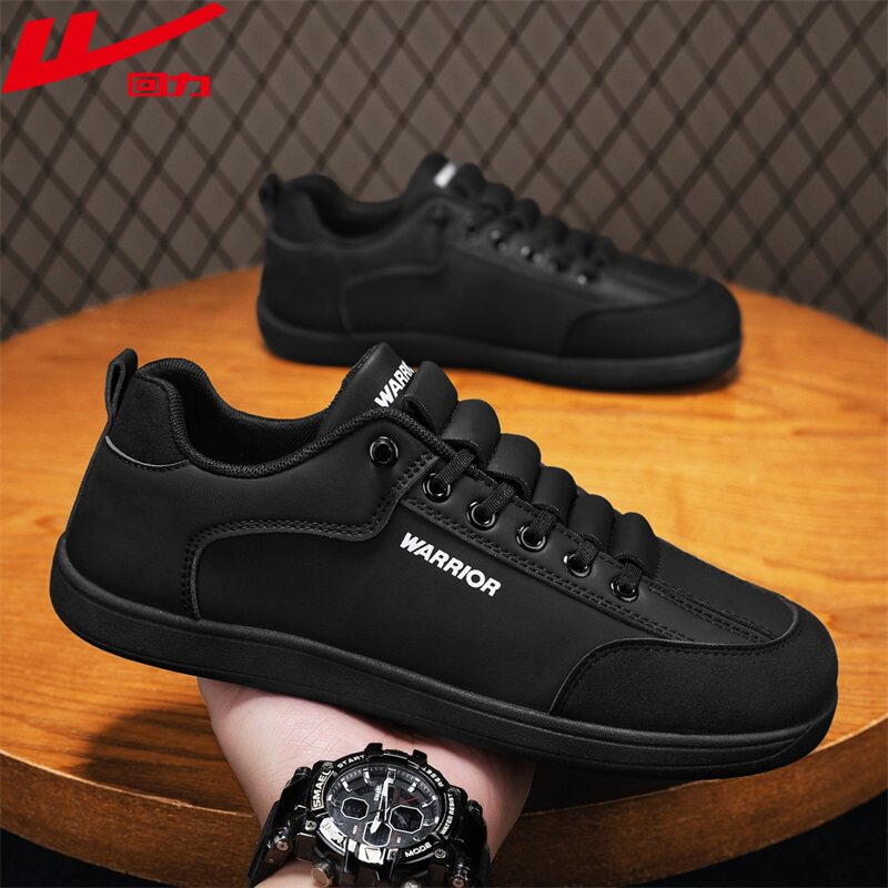 回力男鞋春季新款黑色轻便一脚蹬百搭休闲板鞋皮面上班工作运动鞋