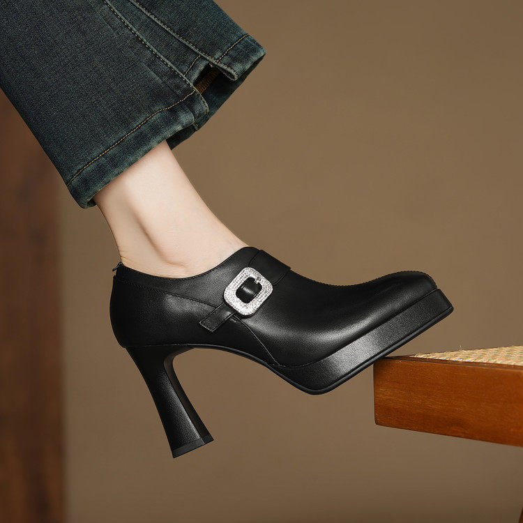 方头粗跟TPR(牛筋）胶粘工艺头层猪皮深口单鞋,女鞋,深口单鞋,淘宝优惠券,粉丝福利购,淘宝优惠卷