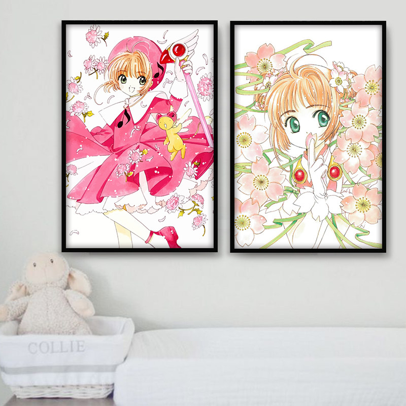 品都 魔卡少女樱百变小樱动漫diy数字油画手绘填色卧室墙壁装饰画