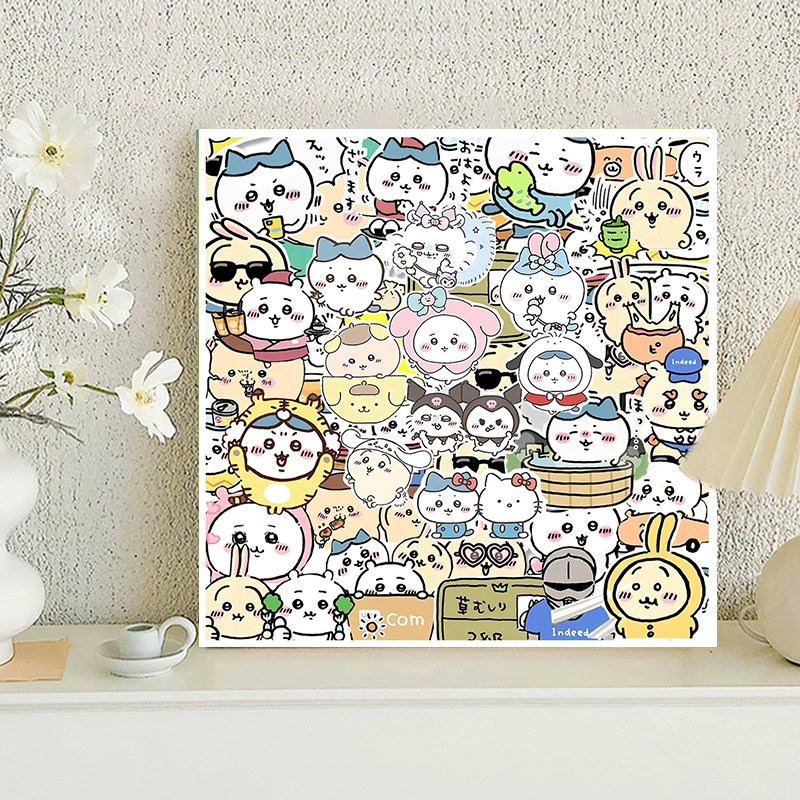 卡通动画吉伊卡哇chiikawa全家福 diy数字油画填色家居装饰画
