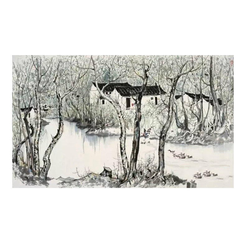 diy新中式风数字手绘涂鸦装饰画