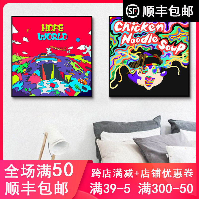 防弹少年团偶像明星jhope郑号锡专辑封面 diy数字油画手绘装饰画