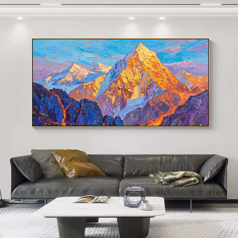 原创日照金山风景DIY数字油画客厅玄关装饰画手绘油画高级感挂画
