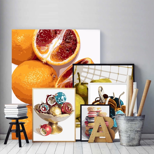 Pindu Macaron Ferrero Fruit Pumpkin DIY Цифровая масляная живопись Декомпрессия Цветная начинка гостиная ресторан декоративная висящая картина