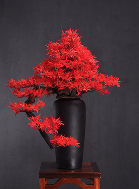 新中式仿真迎客松摆件玄关花瓶罗