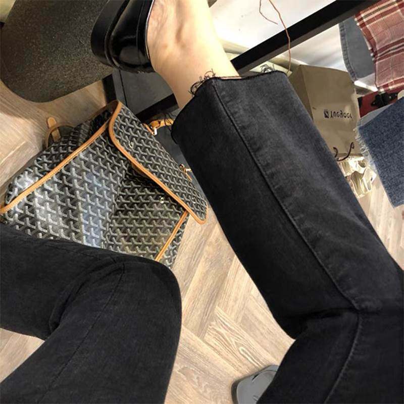 孕妇裤子春秋款外穿直筒牛仔烟管裤春季小个子八分九分加绒秋冬装