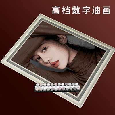 diy数字油画h填充定制人物像照片手工填色减压油彩装饰画手绘涂色