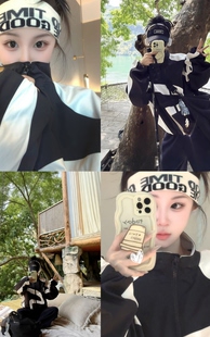 原创限量 休闲立领上衣外套 LISEYEN设计师款 黑白撞色冲锋衣女春季