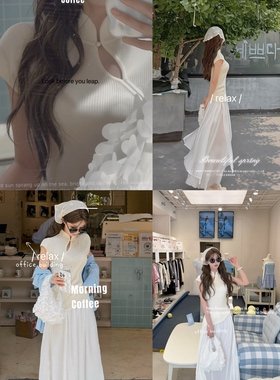 LISEYEN设计师款 chao薄chao细夏日款墨染霜华无袖白色设计感上衣