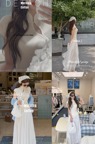 LISEYEN设计师款 chao薄chao细夏日款墨染霜华无袖白色设计感上衣