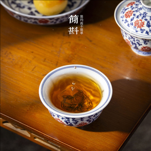 茶具茶杯主人杯景德镇陶瓷压手杯青花个人杯功夫茶单杯茶盏品茗杯