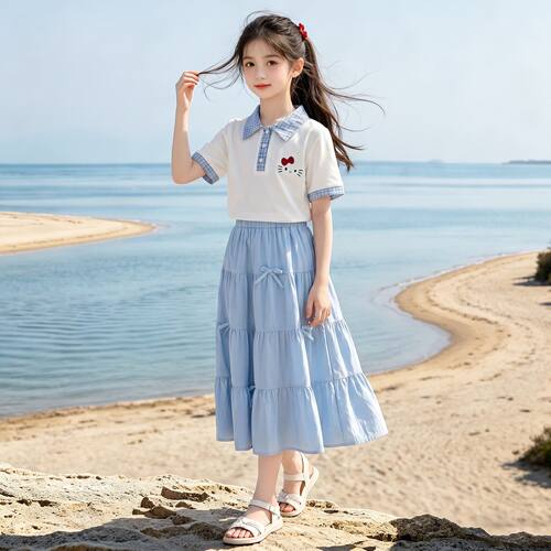 女童夏季套装学院风连衣裙女孩潮
