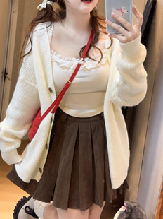 茄茄西米原创灯芯绒百褶裙棕色加厚秋冬百搭小个子女生甜美可爱