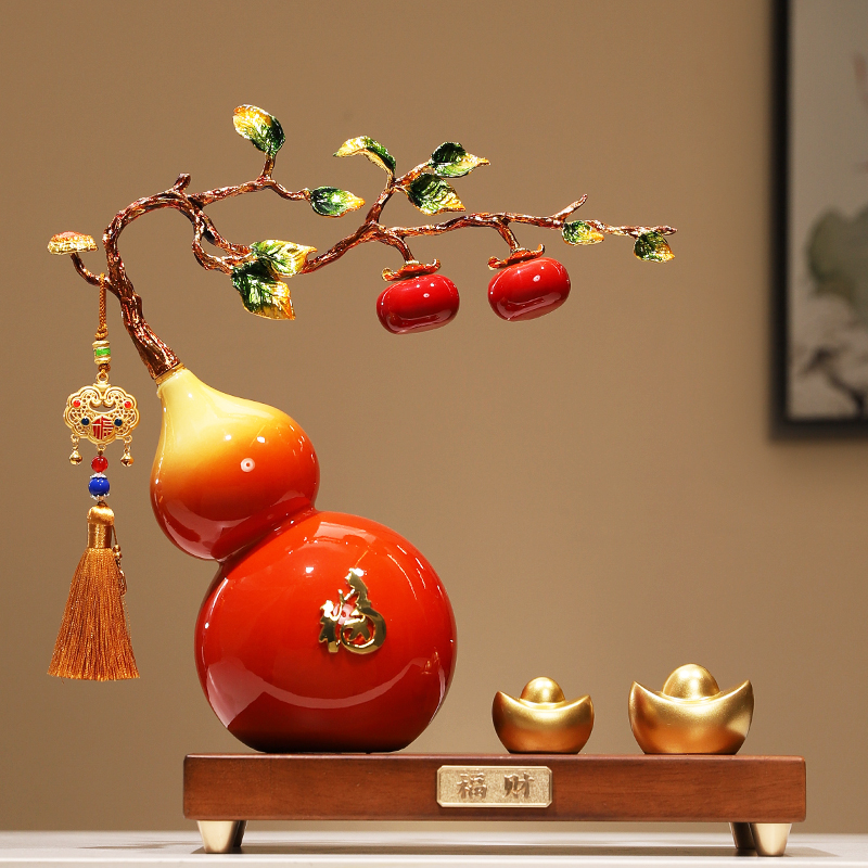 新中式葫芦摆件高级感客厅招财福禄喜柿家居饰品乔迁之喜入宅礼物