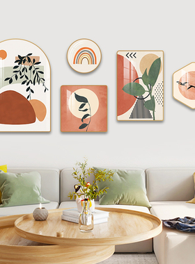 速发简约厅客装饰画沙发背景墙挂画小馨新创意组合画温清壁画