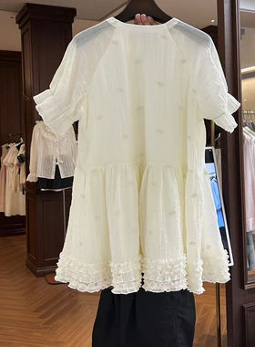 mmt新款碎花连衣裙木耳边拼接韩系时尚气质花边袖短裙夏季小清新