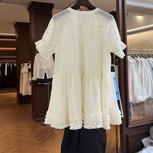 mmt新款碎花连衣裙木耳边拼接韩系时尚气质花边袖短裙夏季小清新