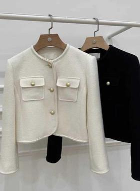 AT新款24秋冬羊毛小香风外套轻奢高级感简约气质优雅短款小个子