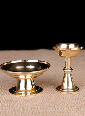 藏传黄铜护法杯供杯 圣水杯抛光光面护法盘家居大中小多款可选