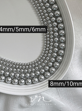 VN手工自制小珍珠真多灰色珍珠项链女颈链珍珠镀金扣2024新款饰品