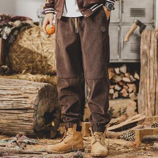 休闲大码 潮牌it 子加绒百搭卫裤 BIAS秋冬港风束脚灯芯绒裤 neith