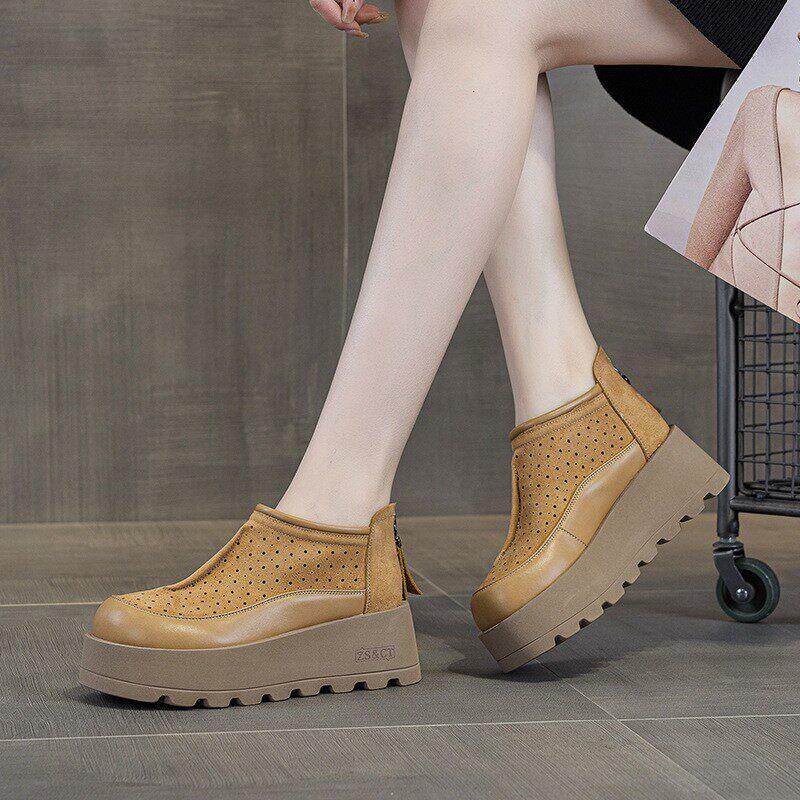 厚底短靴女鞋勃肯鞋2026春秋新款一脚蹬百搭休闲乐福鞋博肯单鞋子