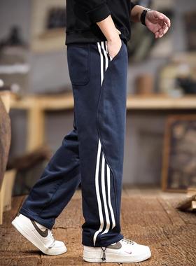 it neith BIAS春秋季侧边三条杠休闲裤男士宽松大码直筒运动卫裤