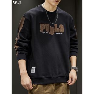 秋冬复古圆领卫衣男字母宽松加厚休闲上衣 BIAS美式 潮牌it neith