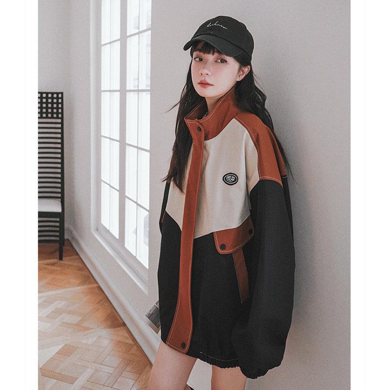 日系宽松休闲棒球服女春秋2025年新款百搭气质拼色减龄夹克外套潮
