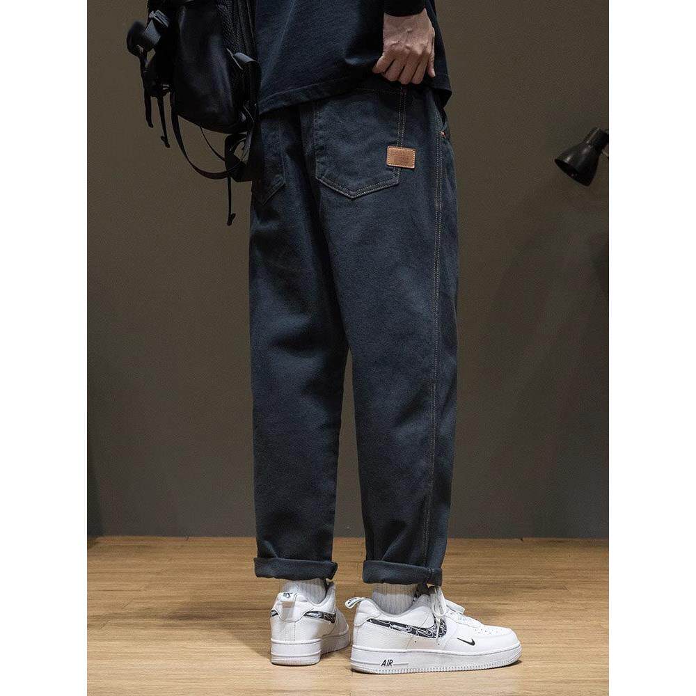 it Afternnaths潮牌工装牛仔裤男秋冬季加绒加厚直筒大码休闲裤