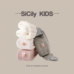 Kids 婴儿时髦加绒特厚连裤 女宝加厚打底裤 新款 袜外穿 冬季 SiCily
