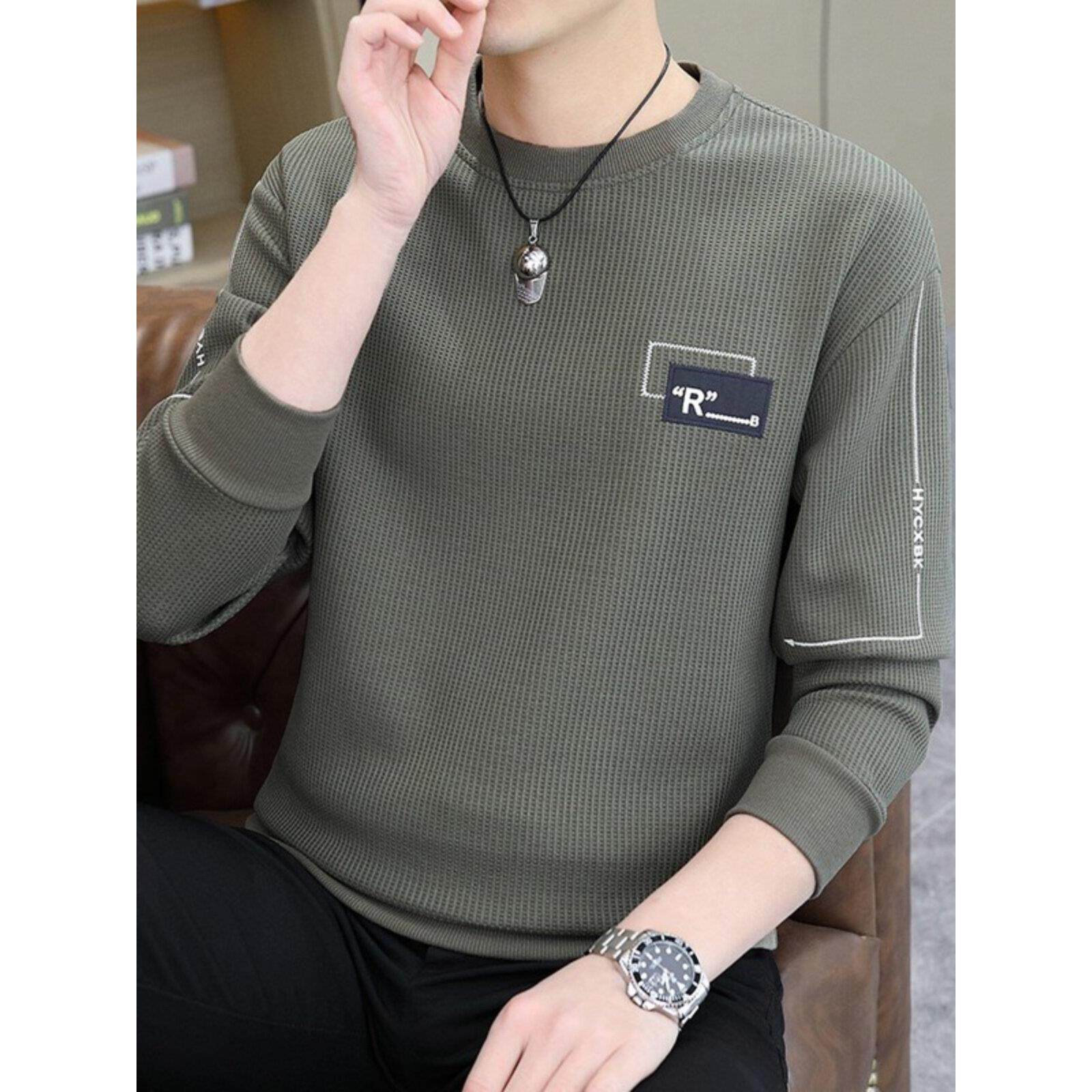 卫衣春秋季男士休闲长袖T恤2025新款青年潮流时尚百搭上衣打底衫