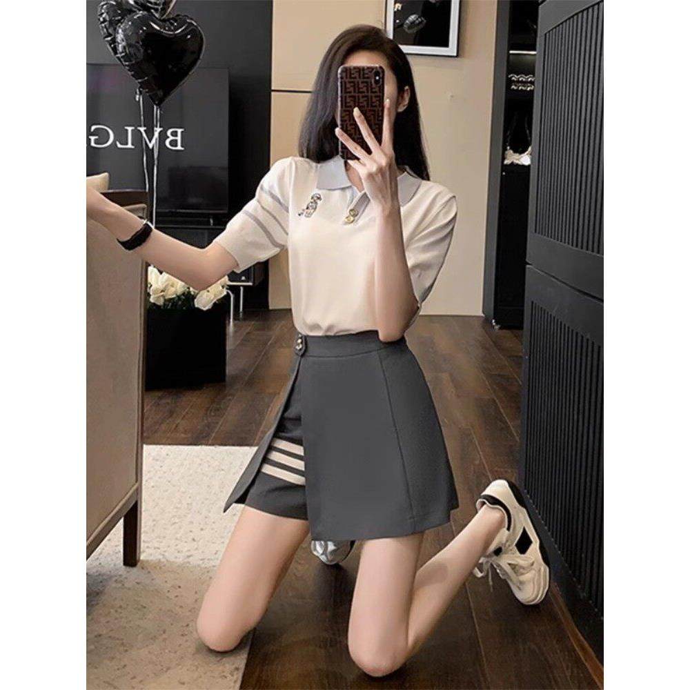 法国Rouje Dsyle超火运动套装女洋气减龄小个子短袖短裙裤两件套