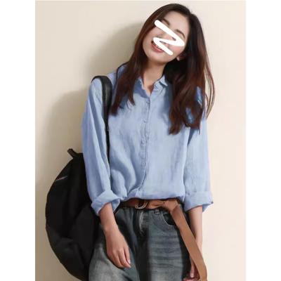 文艺棉麻衬衫女高级感2025年春秋冬季新款设计感小众长袖亚麻上衣
