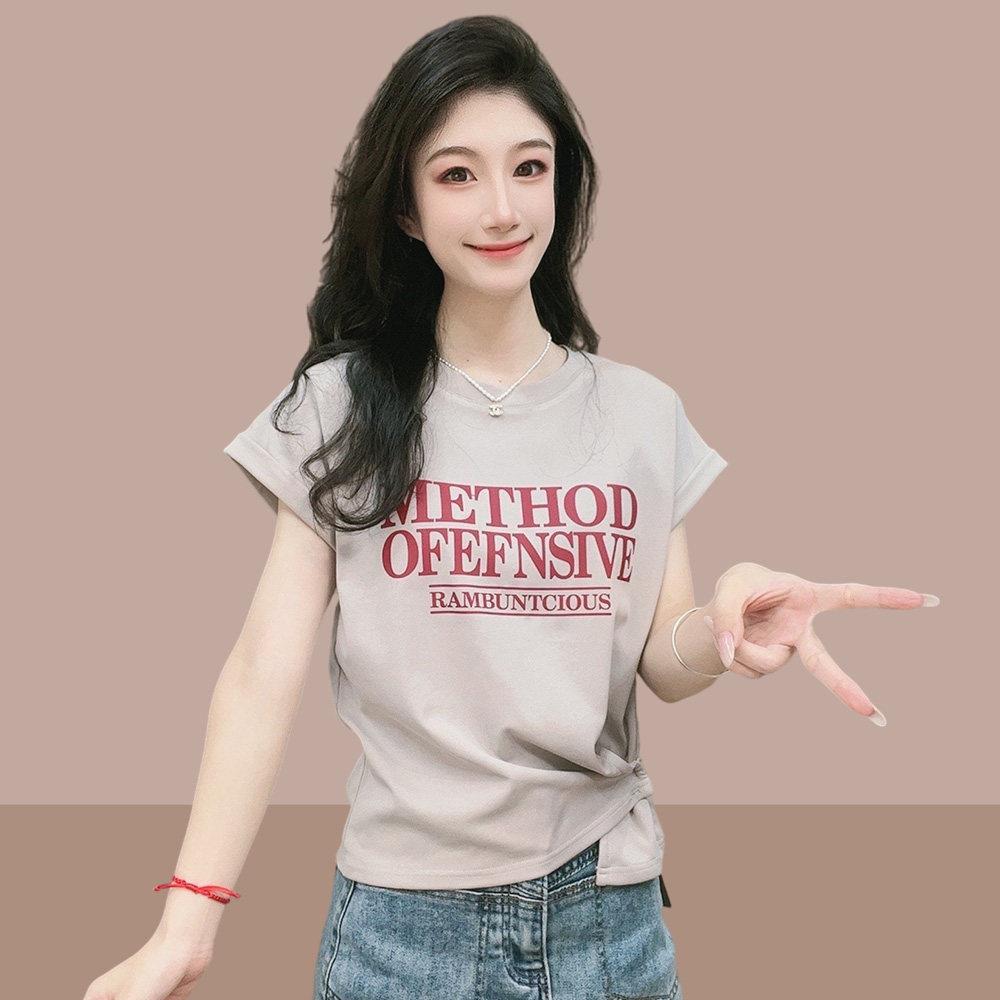印花短袖T恤女夏季新款时尚休闲洋气减龄小个子女士薄款小衫上衣