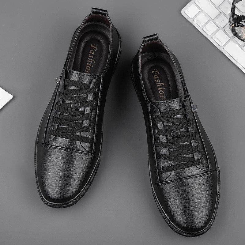 真皮小白鞋男款夏季新款一脚蹬男鞋白色板鞋休闲皮鞋子小码37白鞋