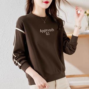 秋冬季新款慵懒风圆领卫衣女爆款加绒加厚时尚高级感洋气洋气上衣