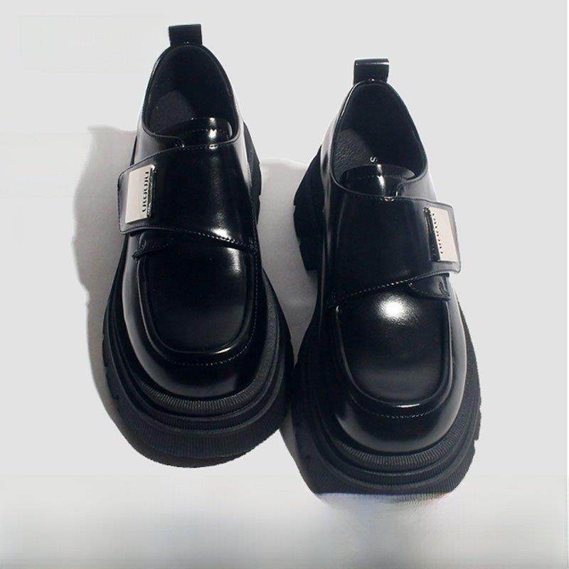 JONCARZZ英伦风单鞋女2025秋冬新款真皮厚底魔术贴增高乐福鞋A901,女鞋,深口单鞋,淘宝优惠券,粉丝福利购,淘宝优惠卷