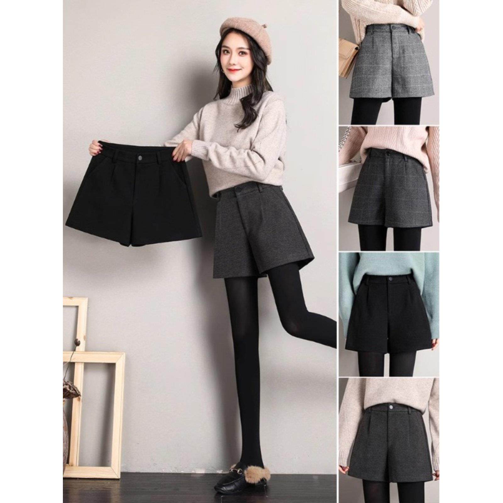 法式ROUJE NAIVE高端短裤女外穿新款毛呢加厚宽松高腰阔腿a字靴裤,女装/女士精品,大码裤装,淘宝优惠券,粉丝福利购,淘宝优惠卷