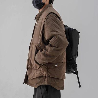 it neith BIAS潮牌设计感可脱卸马甲羽绒服男翻领排扣保暖两件套