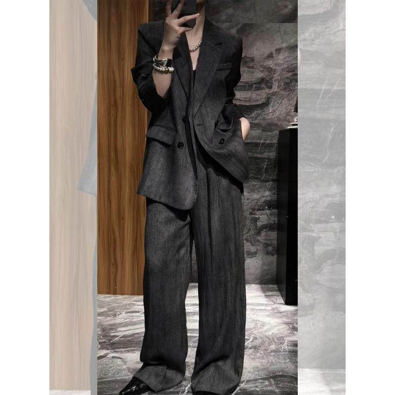 欧洲站秋装女款2025年新款高级感职业风西装外套阔腿裤套装两件套