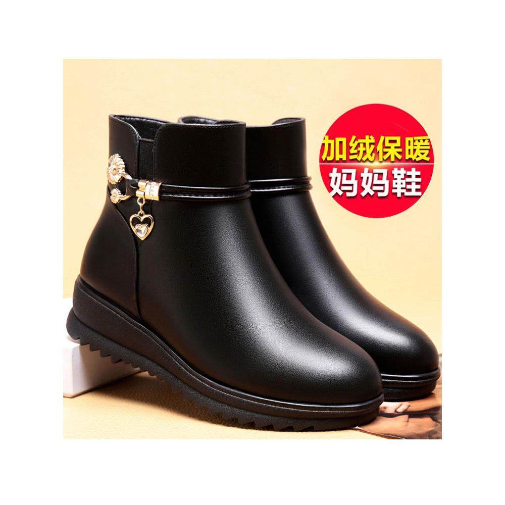 潮牌妈妈鞋棉鞋女秋冬季真皮软底短靴平底皮鞋加绒靴子中老年女鞋,女鞋,时装靴,淘宝优惠券,粉丝福利购,淘宝优惠卷