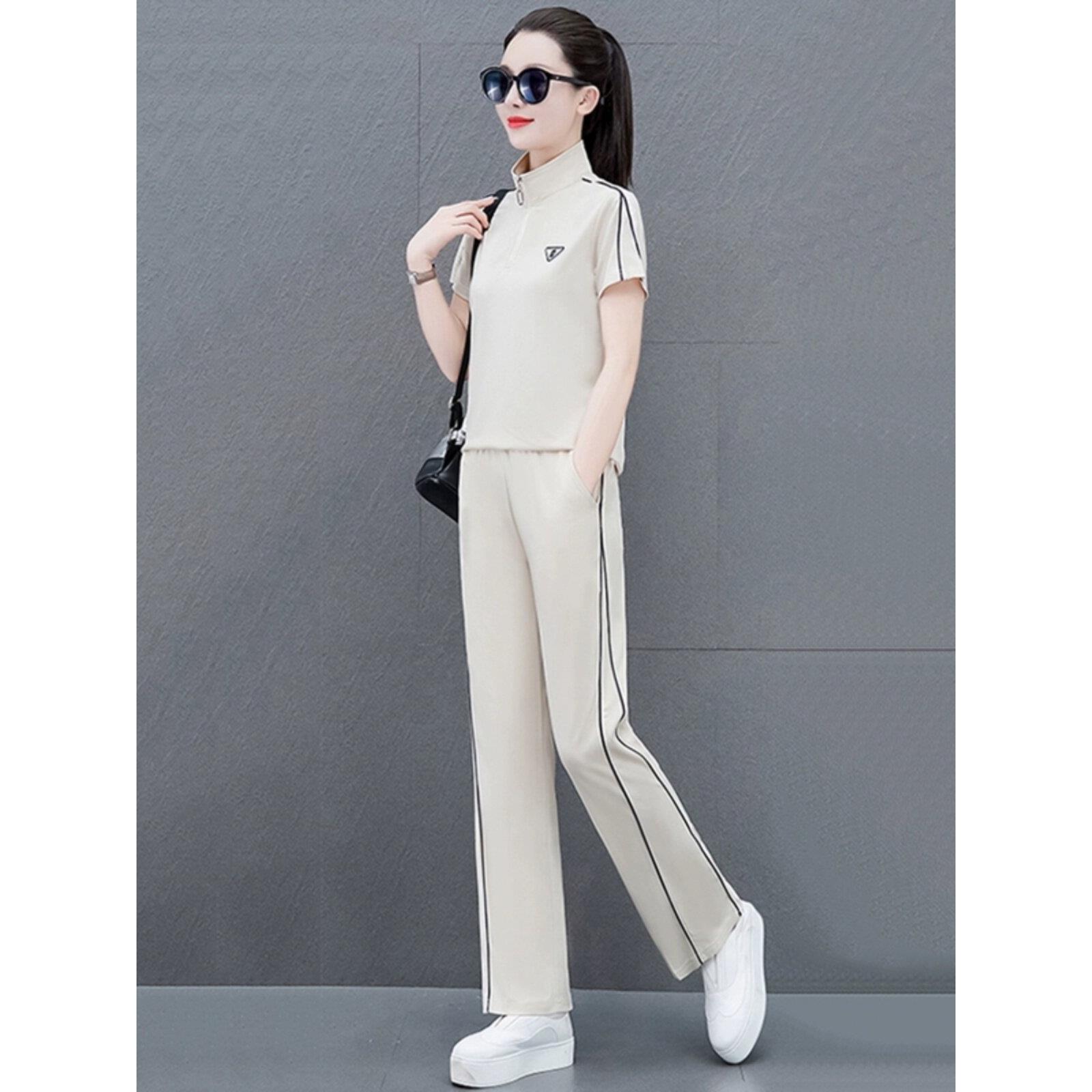 休闲运动服套装女夏季2025新款时尚显瘦减龄气质卫衣阔腿裤两件套