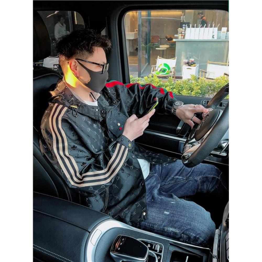 Uask男式连帽夹克2025年春季和秋季新潮流品牌经典休闲男式夹克宽