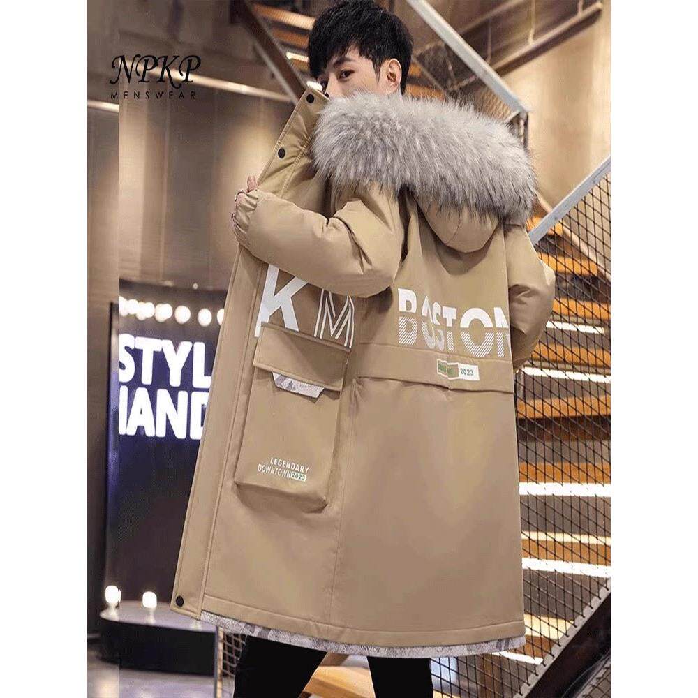 毛领外套男秋冬款2025新款加厚中长款工装派克服棉衣潮流棉服男装