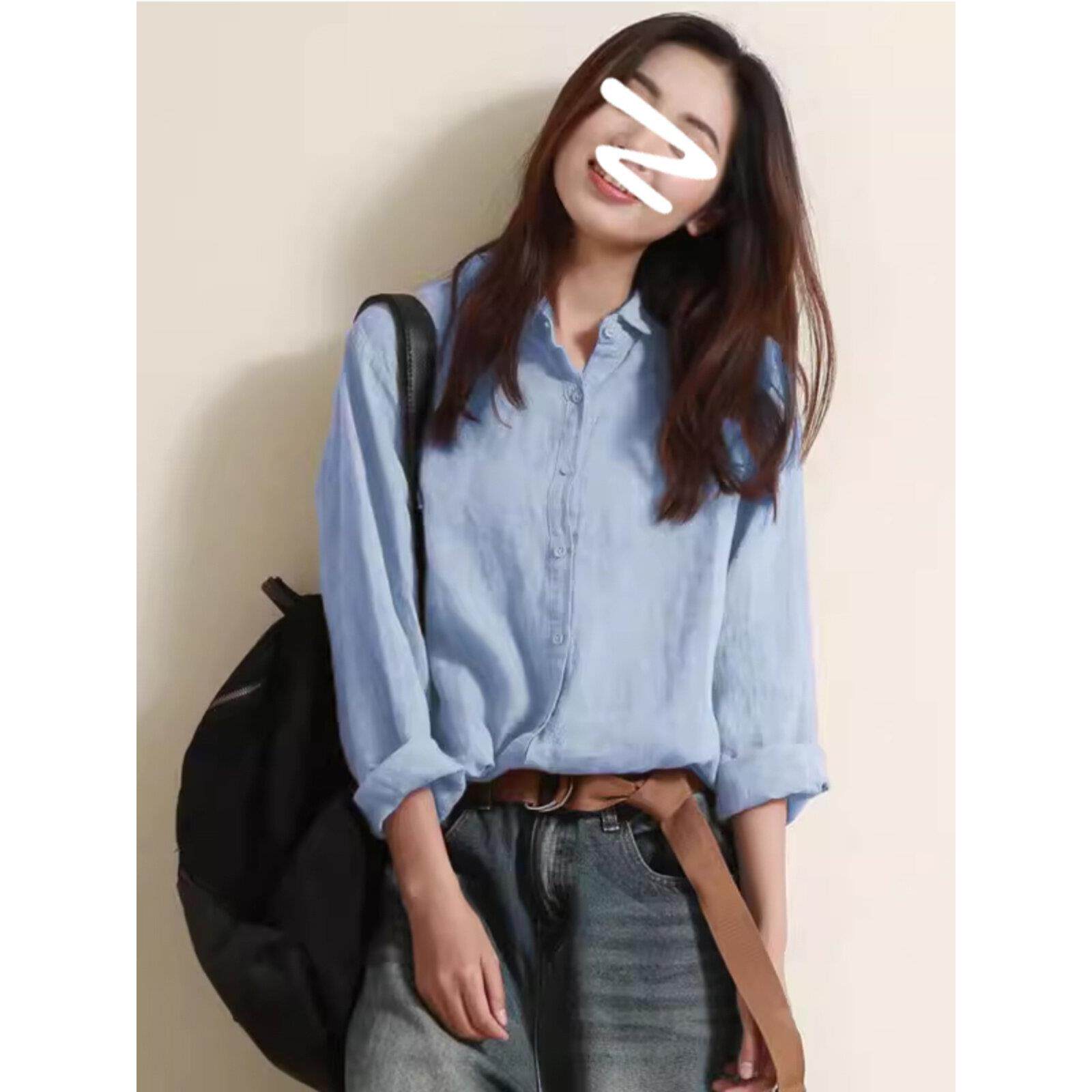 文艺棉麻衬衫女高级感2025年春秋冬季新款设计感小众长袖亚麻上衣