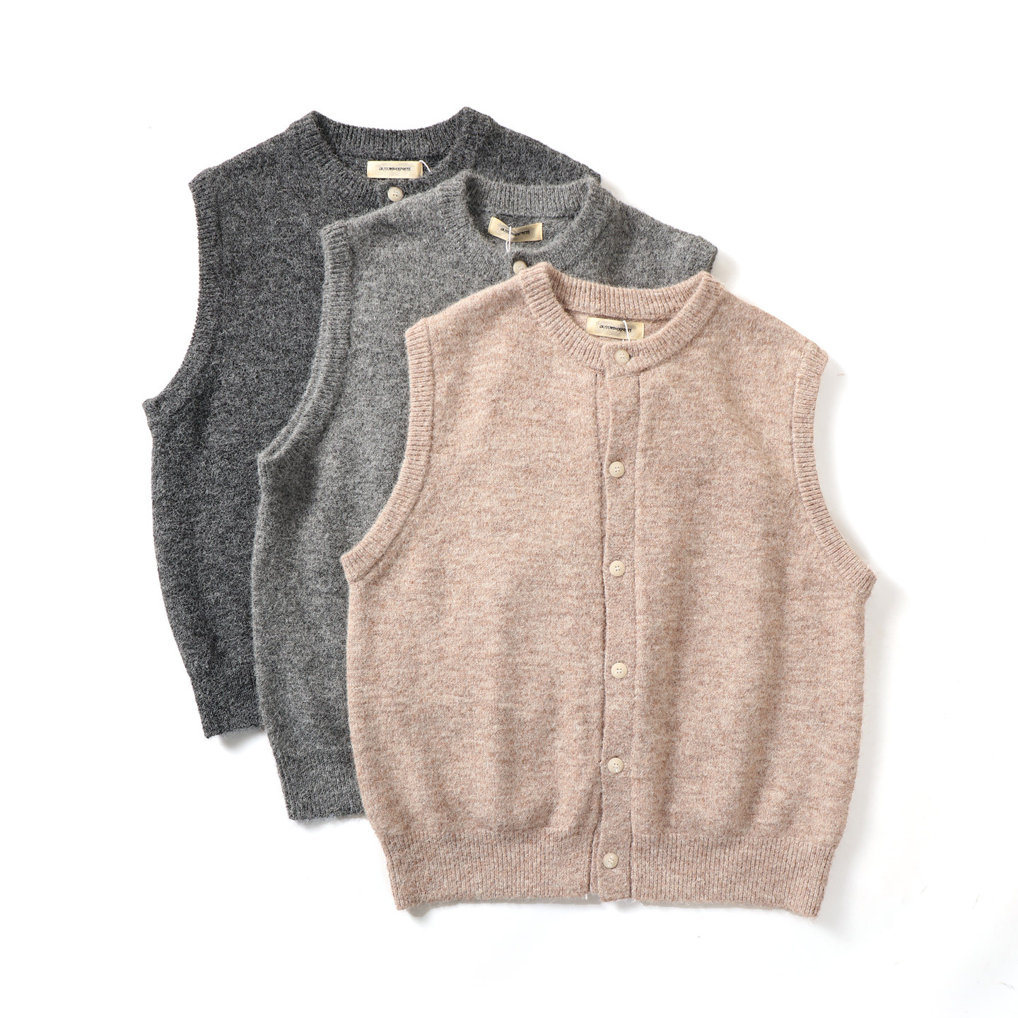 日系老钱风针织开衫叠穿保暖马甲